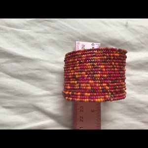 Beaded fire orange cuff bracelet